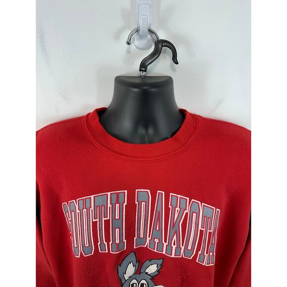 Vintage South Dakota Coyotes Crewneck Sweatshirt Red HL Miller Gold Size XL USA - Picture 7 of 11